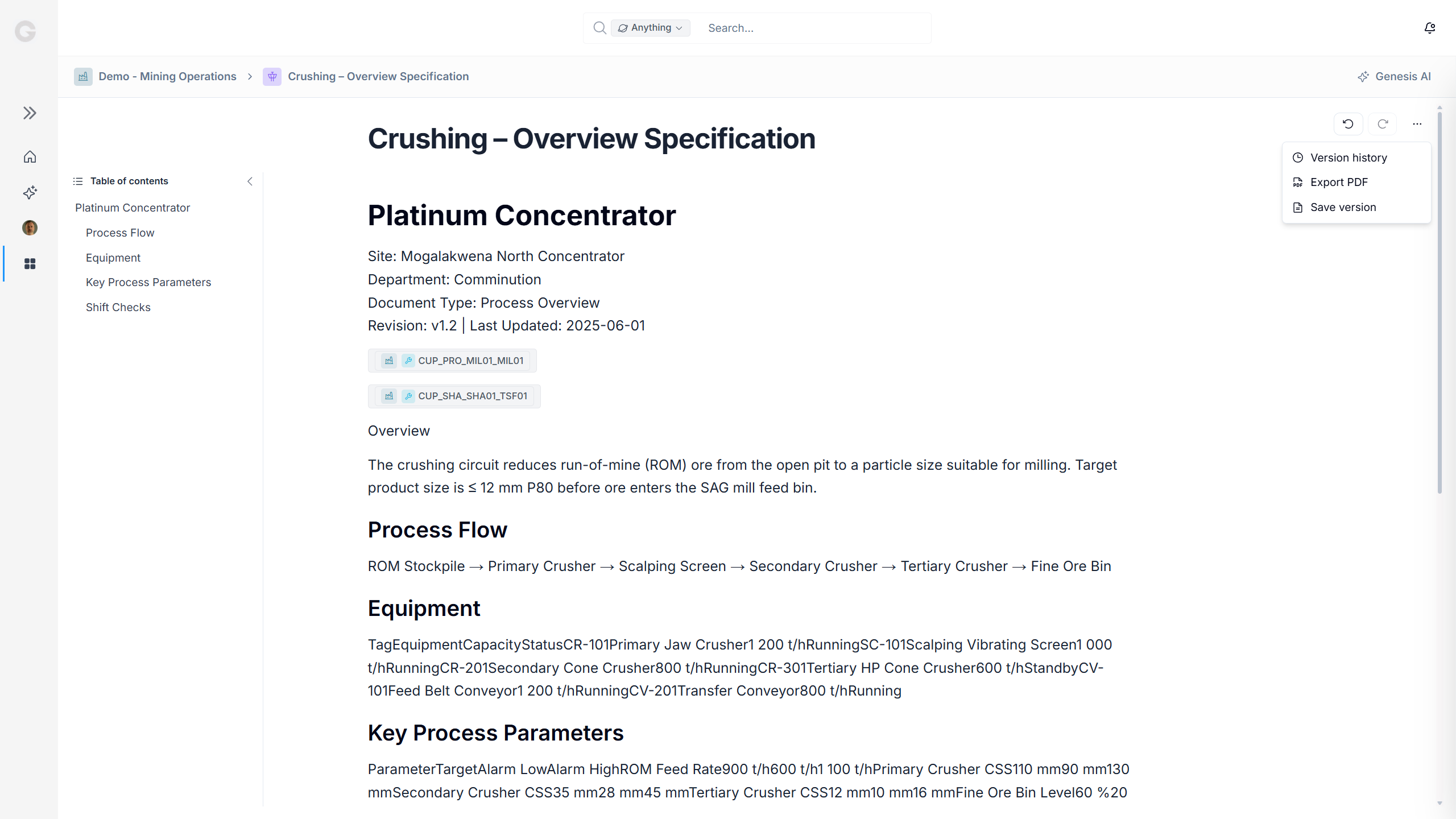 Genesis document view